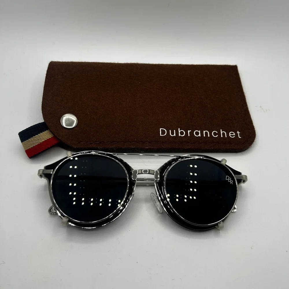 Dubranchet Sunglasses Black Double Lens Clip Round 1810 C1